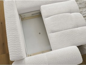 Colțar alb extensibil/cu spațiu de depozitare cu tapițerie din țesătură bouclé (cu colț pe partea dreaptă/cu șezlong) Roxelane – Bobochic Paris