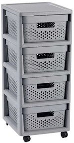 Raft cu sertare 4x11L INFINITY DOTS - gri