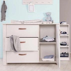 Comodă de copii albă joasă cu masă de schimbat 126x99 cm Mila – Roba