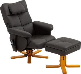 HOMCOM Fotoliu de masaj cu suport pentru picioare, spătar reclinabil până la 135°, compartiment de depozitare, telecomandă | Aosom Romania