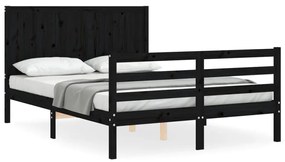 3194505 vidaXL Cadru de pat cu tăblie, negru, 120x200 cm, lemn masiv