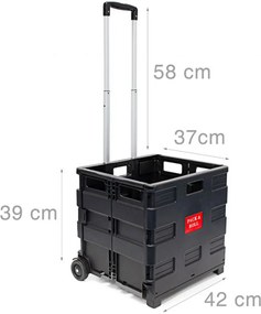 Carucior cumparaturi Pliabil Maner telescopic Negru 39 x 42 x 37 cm