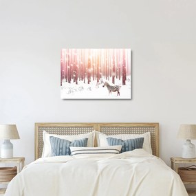 Tablou pe sticlă - Zebra în pădurea înzăpezită (70x50 cm)