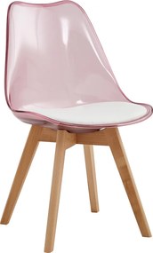 Scaun, roz transparent, acrilic/piele ecologică/fag, BALI 2 NEW
