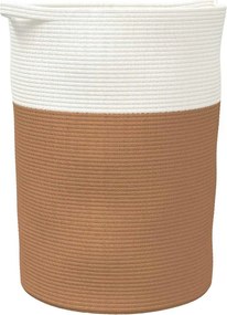 vidaXL Coș de depozitare, maro și alb, Ø49x65 cm, bumbac