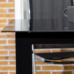 Outsunny Masă de Grădină cu Blat din Sticlă Temperată 150x90 cm pentru 6 Persoane, Masă de Luat Prânzul din Aluminiu pentru Exterior, Patio, Terasă, Balcon, Negru | Aosom Romania