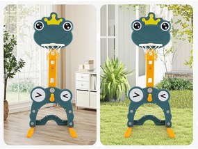 Panou de baschet 4 în 1 cu înălțime reglabilă și joc de aruncare inele, portocaliu