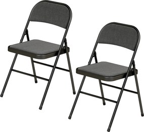 HOMCOM Set de 2 scaune pliante pentru sufragerie, portabile, cadru din oțel dim. 45l x 46P x 78H cm negru | Aosom Romania