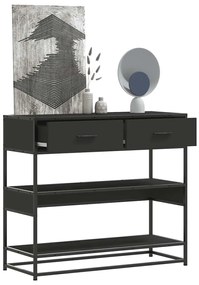 vidaXL Măsuță consolă, negru, 90x35x80 cm, lemn prelucrat