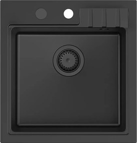 Chiuveta compozit incastrata Quadron Pop Peter 110 negru carbon 50x52 cm