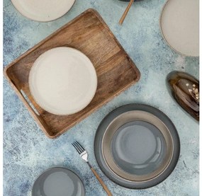 Set de masă 16 piese, porțelan, gri/bej