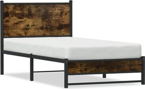 vidaXL Cadru pat metalic fără saltea, stejar fumuriu, 100x200 cm