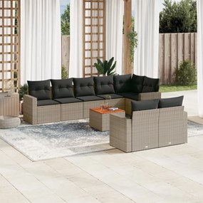vidaXL Set canapele de grădină, 9 piese, cu perne, gri, poliratan