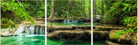 Tablou - Cascada Erawan din Kanchanaburi, Thailanda (cu ceas) (90x30 cm)