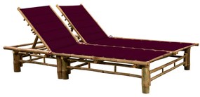 vidaXL Șezlong de 2 persoane, cu perne, bambus