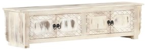 vidaXL Comodă TV, alb, 140 x 30 x 35 cm, lemn masiv de mango