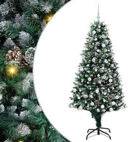 vidaXL Brad de Crăciun artificial Verde 180 cm PVC și Oțel și Plastic