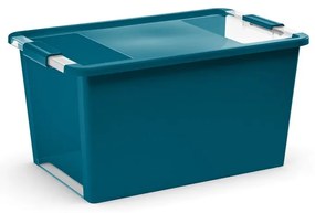 Cutie de depozitare albastru petrol din plastic cu capac 55x35x28 cm Bi-Box – KIS
