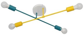 Lustră aplicată CAMBRIDGE 4xE27/60W/230V albastră/galbenă