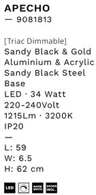 Aplica de perete LED design modern APECHO negru, auriu