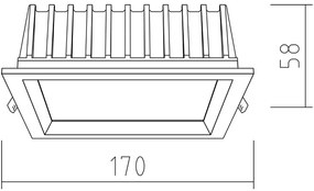 Corp de iluminat LED încastrat SQUARE LED/12W/230V 3000K 17x17 cm lemn masiv stejar APLED