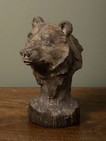 Decorațiune cap de urs brun din rășină, H22,5 cm