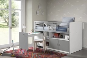 Pat Supraetajat cu Birou Extensibil și Spații de Depozitare, Gri (Metal și PAL) – Bonny – Vipack