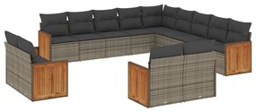 3260611 vidaXL Set mobilier de grădină cu perne, 13 piese, gri, poliratan