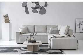 Colțar alb extensibil cu tapițerie din catifea reiată (cu colț pe partea dreaptă) Brave Dave – Miuform