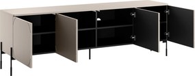 Comodă TV Sonatia 200 cm cu picioare metalice și 4 uși - cașmir
