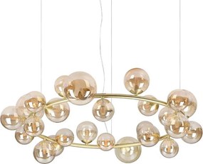 Ideal Lux - Lustră LED suspendată pe cablu PERLAGE 25xG9/3W/230V 110 cm auriu/bej fumuriu