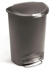 Coș cu pedale semi-rotund 50 l, plastic gri, gri