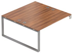 Post de lucru Creator 160 x 160 cm, baza gri, 1 picior, nuc