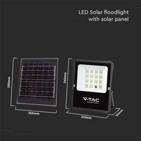 Proiector solar LED exterior 16W, 3,2V, 6400K, IP65