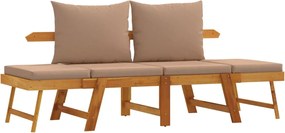 vidaXL Bancă de grădină cu perne 2 în 1, lemn masiv de acacia