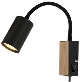 Aplica design industrial Robby negru, maro