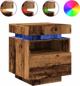 vidaXL Noptieră cu lumini LED, lemn vechi, 40x39x48,5 cm