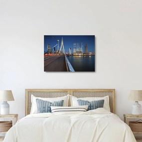 Tablou pe sticlă - Amurg în Rotterdam, Olanda (70x50 cm)