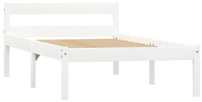 283185 vidaXL Cadru de pat, alb, 100 x 200 cm, lemn masiv de pin