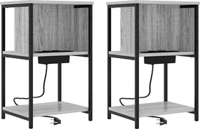 vidaXL Dulap de noapte 2 pcs Gri Sonoma 38 x 31 x 61 cm Lemn compozit
