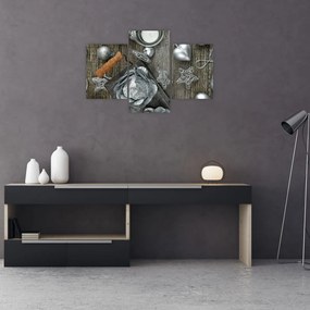 Tablou - decorațiuni argintii de Crăciun (90x60 cm)