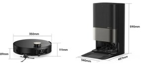 Aspirator robot Dreame X50 Ultra RLX85CE-6-BK, 20000 Pa, detectare AI a obstacolelor, navigare 360°, control vocal, sterilizare UV, negru/dorat