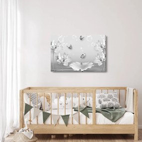 Tablou - Design flori și fluturi (90x60 cm)