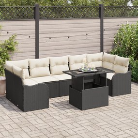 Set de Grădină vidaXL 8 Piese cu Perne Negru Poli Ratan