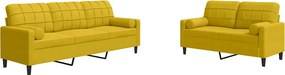 vidaXL Set de canapele cu perne/rulouri, 2 piese, galben, catifea