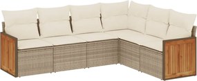 vidaXL Set canapele de grădină cu perne, 6 piese, bej, poliratan