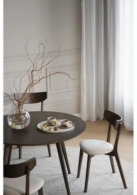 Masă de dining maro închis rotundă cu aspect de lemn de stejar ø 115 cm Yumi – Rowico