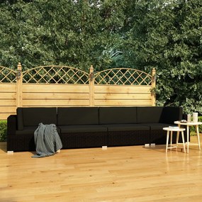 47271 vidaXL Set mobilier de grădină cu perne, 4 piese, negru, poliratan