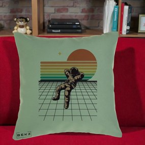 Perna Decorativa Astronaut Retro Space, 40x40 cm, Verde, Husa Detasabila, Perna Inclusa, BEKZ®
