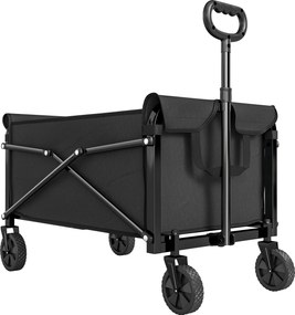 Outsunny Cărucior de Grădină 80L Pliabil cu Mâner Reglabil, din Metal și Țesătură Oxford, 78x47.5x92 cm, Negru | Aosom Romania